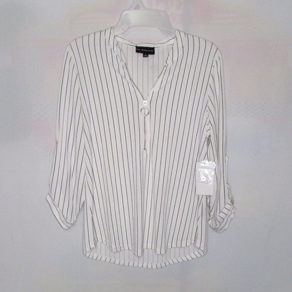 The Workshop Tops - The Workshop Women's Striped V-Neck Zips, Top